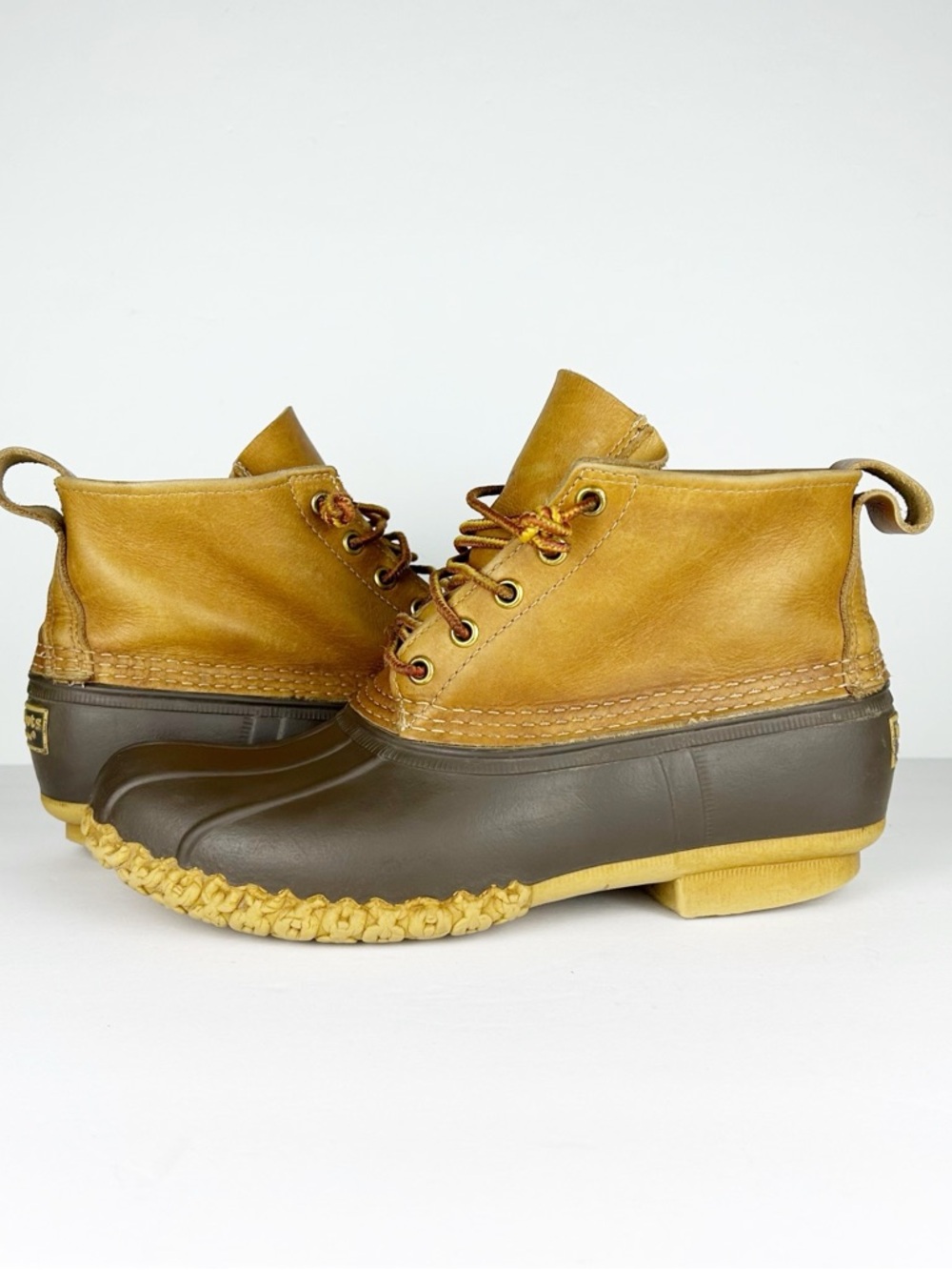 LL Bean Vintage Original 6 Inch Leather Rubber Tan Brown Waterproof Bean Boot